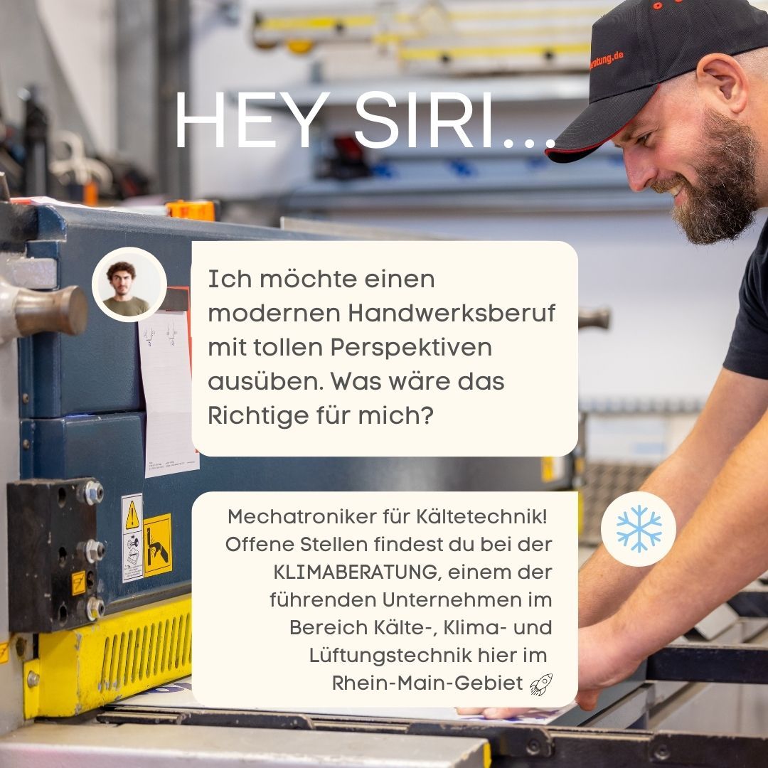 Jetzt Karriere starten im Bereich Kältetechnik, Klimatechnik und Lüftungstechnik bei der Klimaberatung